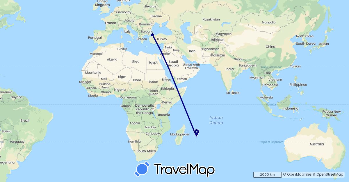 TravelMap itinerary: driving in Mauritius, Turkey (Africa, Asia)