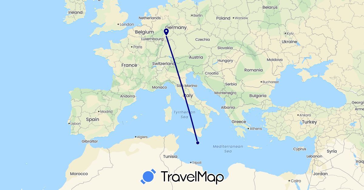 TravelMap itinerary: driving in Germany, Malta (Europe)